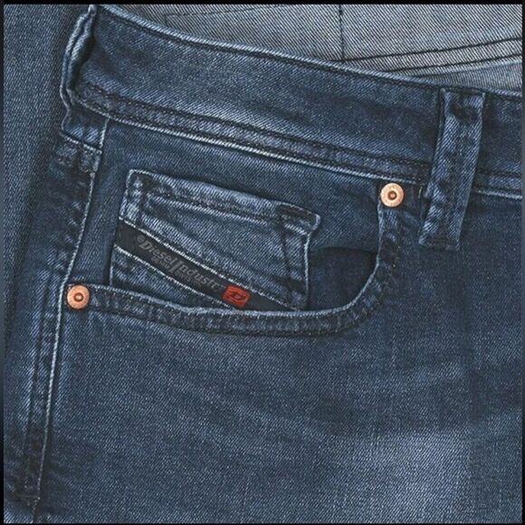 Diesel Baster Regular Slim Tapered Jeans Muted Blue 084NS W30 L30 - Picture 8 of 9